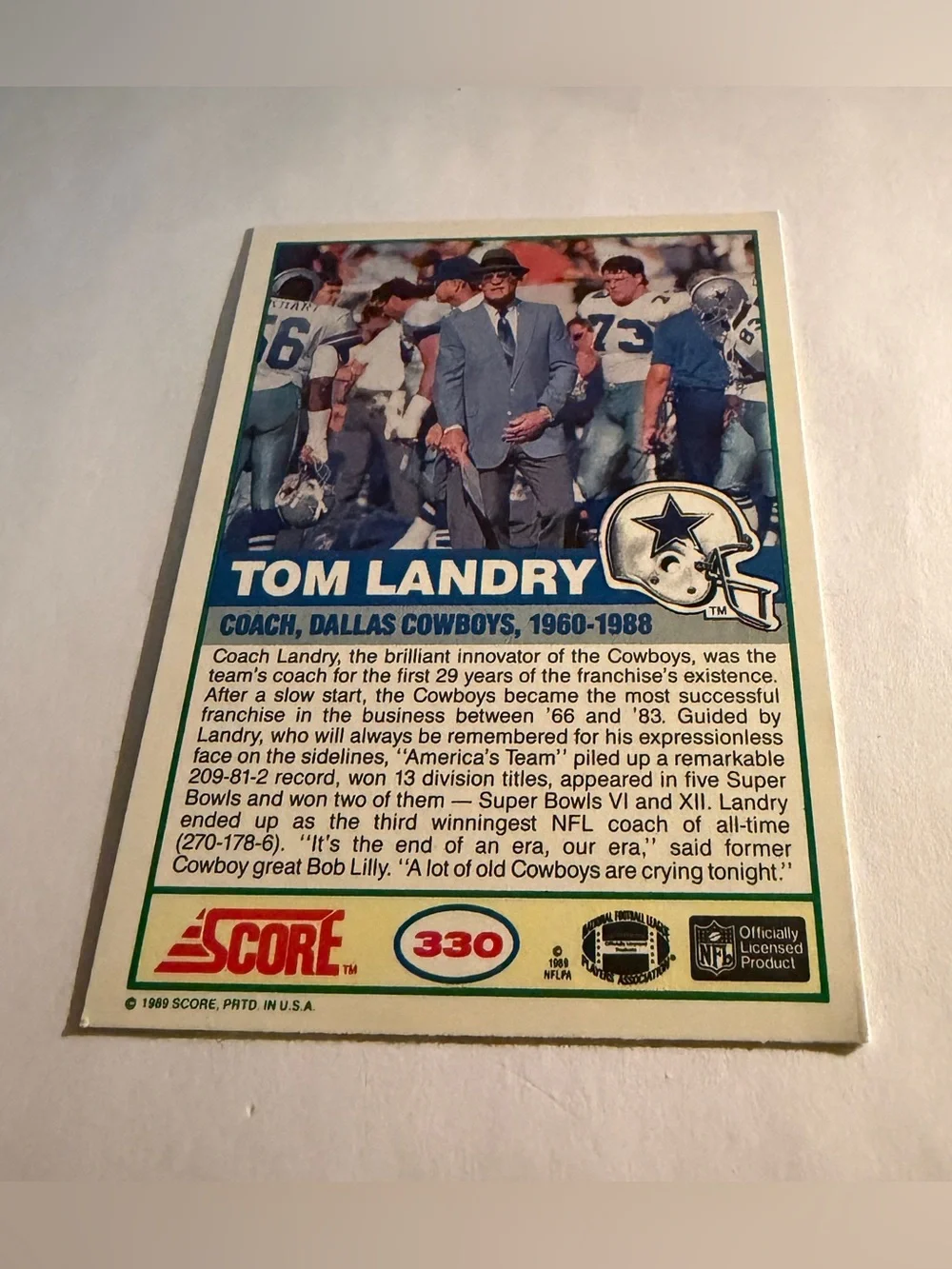 1989 Score Football Card legendary tom